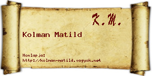 Kolman Matild névjegykártya